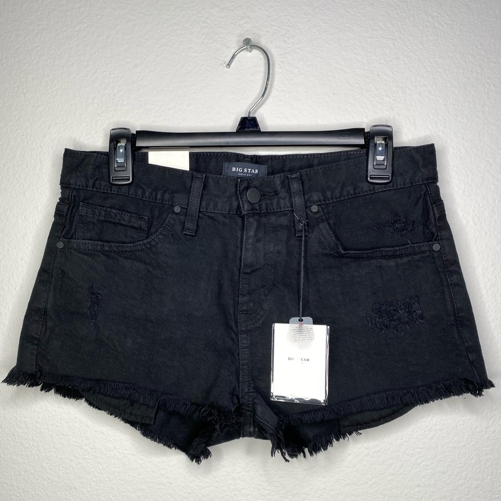 Big Star Kyle Boyfriend Black Distressed Shorts